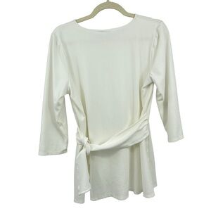J. Jill Women’s Size Medium Ponte ivory front tie tunic top shirt